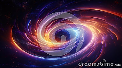 Colorful vortex energy, cosmic spiral waves, multicolor swirls explosion Stock Photo