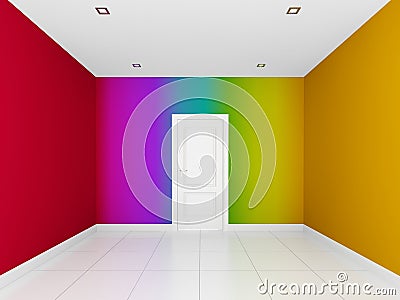 Colorful wall in a empty room Stock Photo