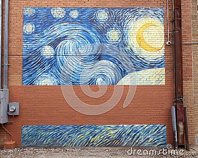 Colorful wall mural in Deep Ellum in East Dallas, Texas, by artist Cathy Smithey. Stock Photo