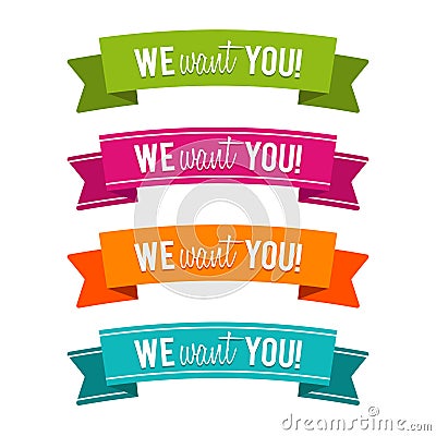 Colorful We want you ribbons. Eps10 Vector Stock Photo