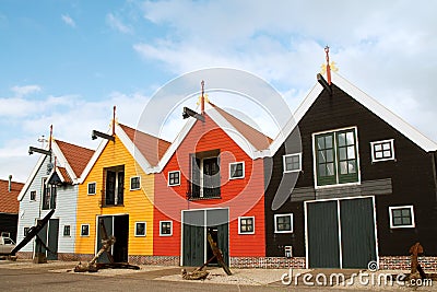 Colorful warehouses in Dutch harbor Stock Photo