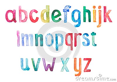 Colorful watercolor aquarelle font type Stock Photo