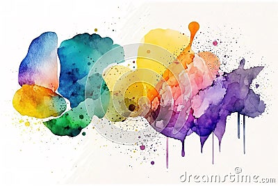 Colorful Watercolor banner over white background. Perfecto for copy space, text, banner, poster Cartoon Illustration
