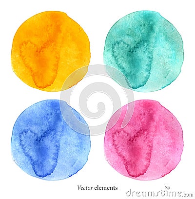 Colorful watercolor circles. Vector Illustration