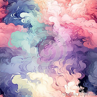 Colorful watercolor painting with smokey background and flowing forms (tiled) Stock Photo