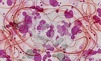 colorful watercolor pink and purple splatter on orange papercut design Stock Photo