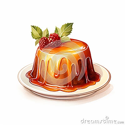 Colorful Watercolor Pudding Clipart For Vibrant Website Designs Stock Photo