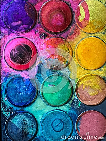 Colorful Watercolor set in circles palette Stock Photo