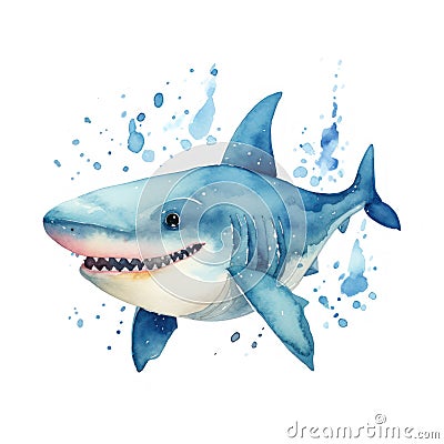 Colorful Watercolor Shark Illustration for Toddler Book AI Generated Cartoon Illustration