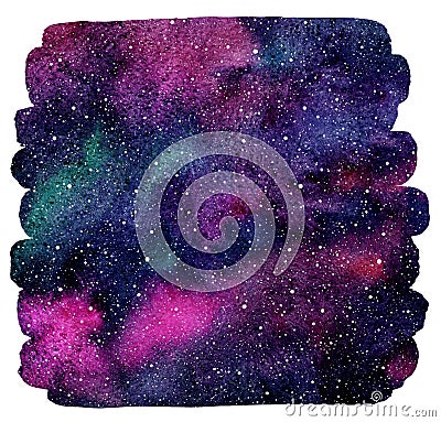 Colorful watercolor stains cosmic background Cartoon Illustration