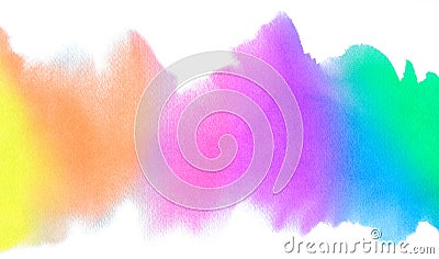 Colorful watercolor stains rainbow colored watercolor paints on white texture paper Stock Photo