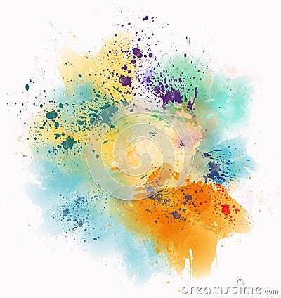 Colorful watercolor stains and splashes Stock Photo