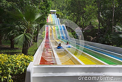 Colorful waterslide in Vinpearl water park Editorial Stock Photo