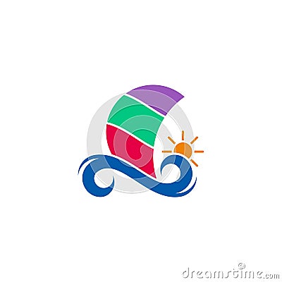 Colorful waves sail voyage symbol vector Vector Illustration