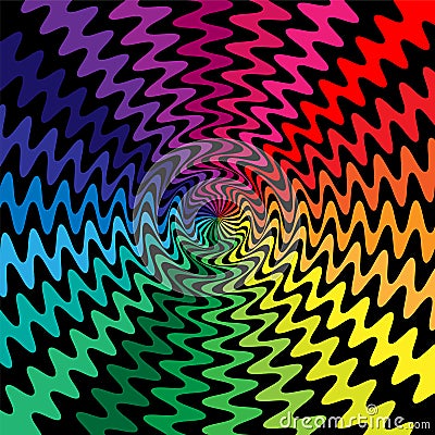 Colorful Wavy Lines Intersect in the Center. The Visual Illusion Of Movement. Suitable for textile, fabric, packaging and web de Vector Illustration