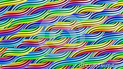 Colorful wavy ornament 3D render Stock Photo