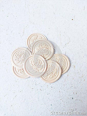 colorful wax coin made from wax sealing stamp Stock Photo