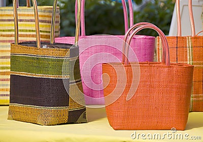 Colorful Weaved Hand Bags Stock Photo