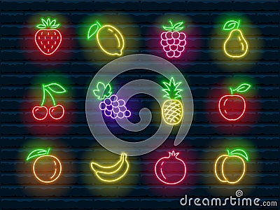 colorful web neon signs collection Vector Illustration