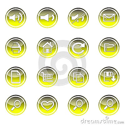 Colorful web and technology icon set on circle Cartoon Illustration