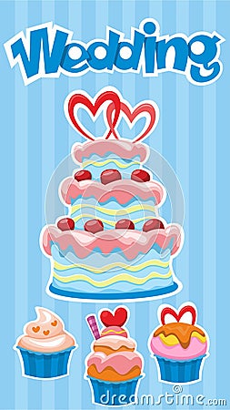 Colorful Wedding Desserts Poster Vector Illustration