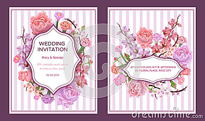 Colorful Wedding Invitation Cards Vector Illustration