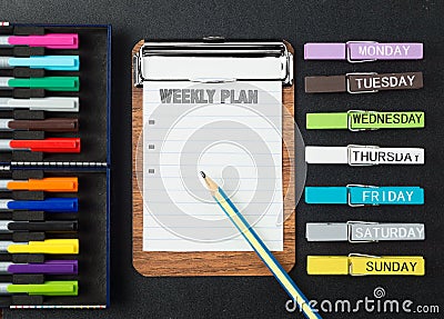 Colorful weekly plan background Stock Photo