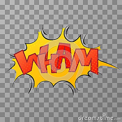 Colorful wham comic sound effect on transparent background Stock Photo