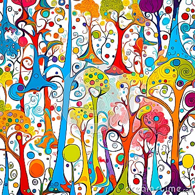 Colorful whimsical trees Stock Photo