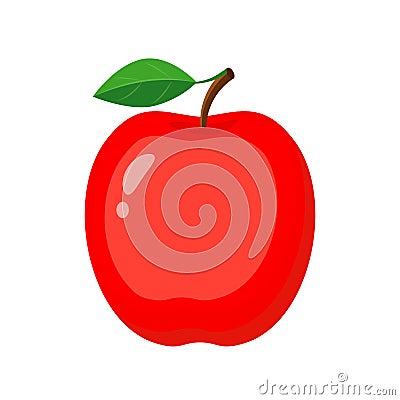 Colorful whole red apple. Vector illustration isolated on white Vector Illustration