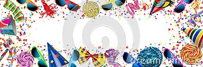 colorful wide panorama party carnival birthday celebration background Stock Photo