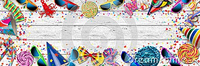 colorful wide panorama party carnival birthday celebration background Stock Photo