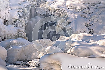 Waterfall winter icicles water snow Stock Photo