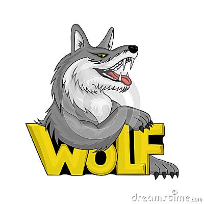 Colorful wolf sign. Vector Illustration
