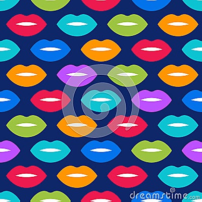 Colorful woman lips seamless pattern. Vector Illustration