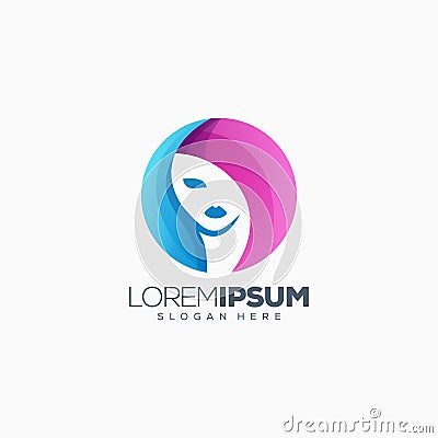 Colorful woman logo design illustration Cartoon Illustration