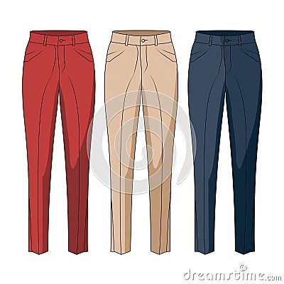 Colorful Women's Trousers: Minimalist Design In Various Shades Stock Photo