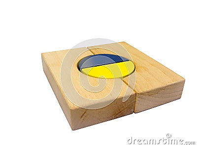 Colorful wooden building block shapes Stock Photo