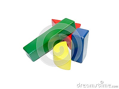 Colorful wooden building block shapes Stock Photo