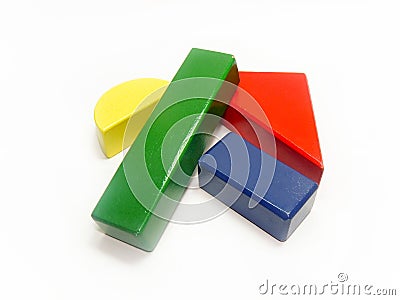 Colorful wooden building block shapes Stock Photo