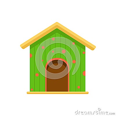 Colorful wooden green birdhouse, bird feeder Vector Illustration