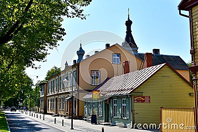 Colorful wooden houses in Parnu Editorial Stock Photo