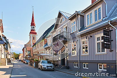 Colorful wooden houses in Parnu Editorial Stock Photo