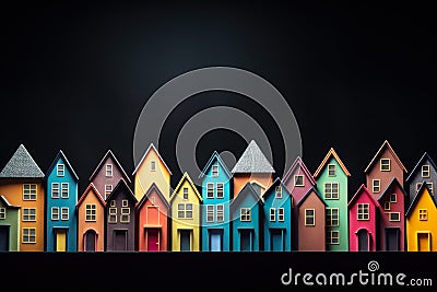 Colorful Wooden Model Houses Stock Photo