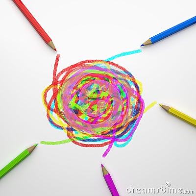 Colorful Pencils Brainstorming Concept Stock Photo