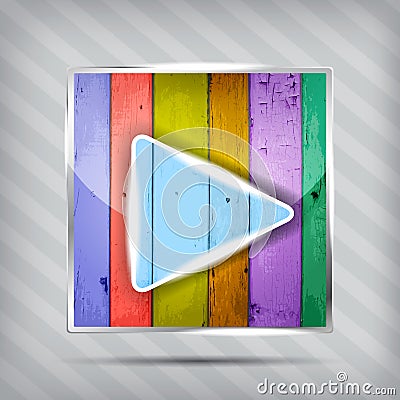 Colorful wooden play icon Vector Illustration