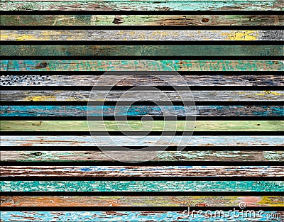 Colorful Wooden slats. Natural wood lath line arrange pattern texture background Stock Photo