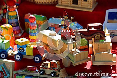 Colorful wooden toys Stock Photo