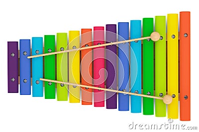 Colorful wooden xylophone with mallets Stock Photo