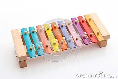 Colorful wooden xylophone on white background Stock Photo